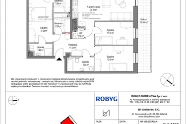 Rzut - Mieszkanie na sprzedaż 4 pokoje o powierzchni 108,37 m² - numer B.5M02 w Leszczyńskich 2