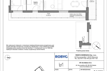 Rzut - Mieszkanie na sprzedaż 3 pokoje o powierzchni 69,72 m² - numer B.5M03 w Leszczyńskich 2
