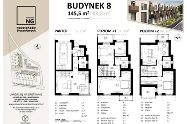 Rzut - Dom na sprzedaż 2 pokoje o powierzchni 145,3 m² - numer 8 w Powstańców Styczniowych