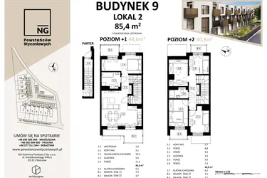 Rzut - Mieszkanie na sprzedaż 3 pokoje o powierzchni 86,2 m² - numer 9a w Powstańców Styczniowych