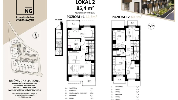 Rzut - Mieszkanie na sprzedaż 3 pokoje o powierzchni 86,2 m² - numer 11a w Powstańców Styczniowych