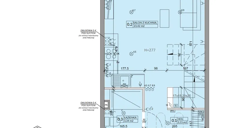 Rzut - Dom na sprzedaż 3 pokoje o powierzchni 63,99 m² - numer 39A w Ogrody Przyjaciół 5 etap IV