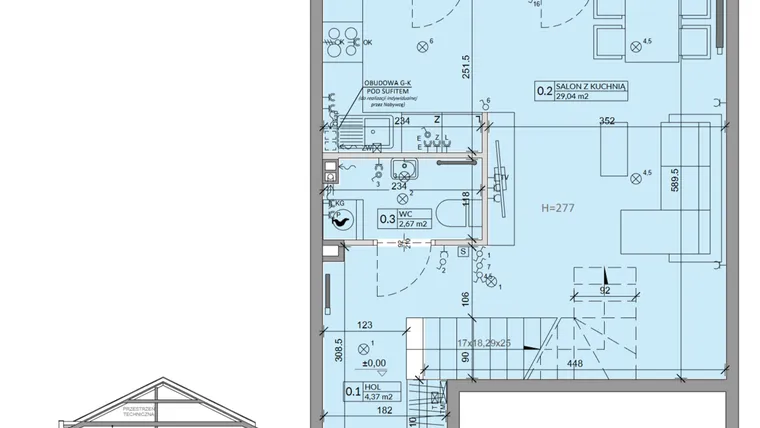 Rzut - Dom na sprzedaż 3 pokoje o powierzchni 71,32 m² - numer 43A w Ogrody Przyjaciół 5 etap IV