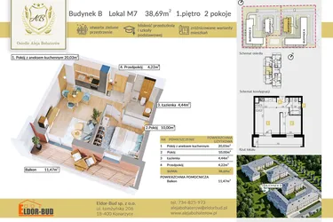 Rzut - Mieszkanie na sprzedaż 2 pokoje o powierzchni 38,69 m² - numer B.7 w Aleja Bohaterów