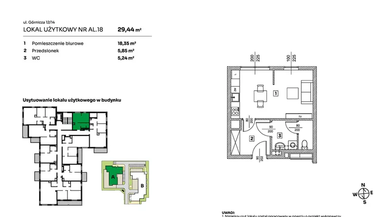Rzut - Mieszkanie na sprzedaż 1 pokój o powierzchni 27,57 m² - numer AL.18 w Parkove Love - apartamenty inwestycyjne