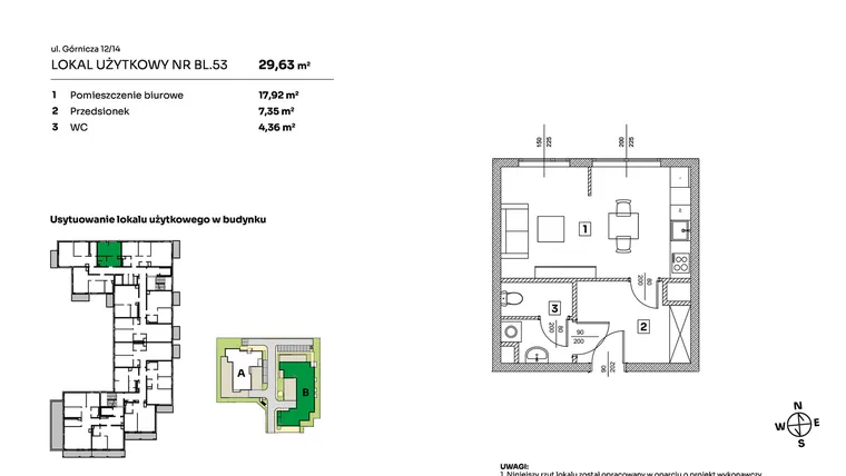 Rzut - Mieszkanie na sprzedaż 1 pokój o powierzchni 29,63 m² - numer BL.53 w Parkove Love - apartamenty inwestycyjne