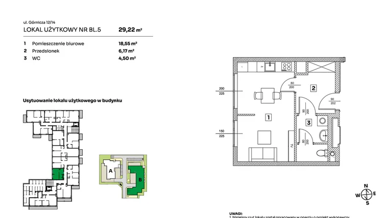 Rzut - Mieszkanie na sprzedaż 1 pokój o powierzchni 29,22 m² - numer BL.5 w Parkove Love - apartamenty inwestycyjne