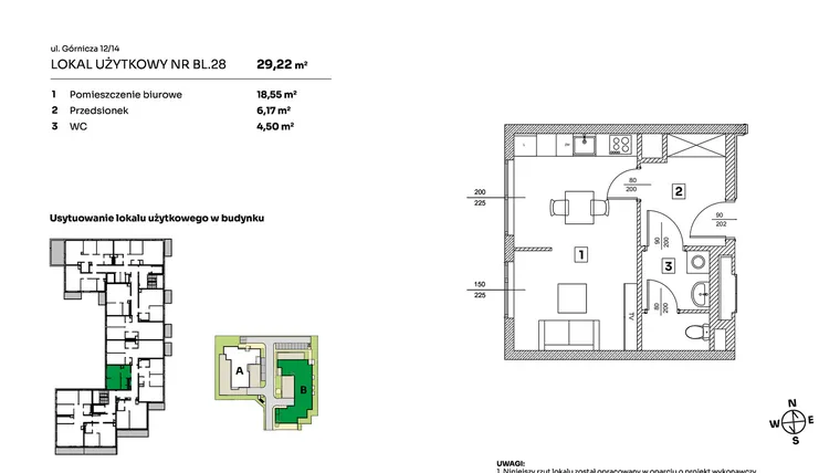 Rzut - Mieszkanie na sprzedaż 1 pokój o powierzchni 29,22 m² - numer BL.28 w Parkove Love - apartamenty inwestycyjne