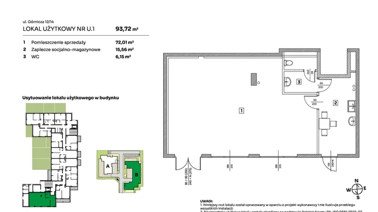 Rzut - Lokal użytkowy na sprzedaż 1 pokój o powierzchni 96,76 m² - numer U.1 w Parkove Love