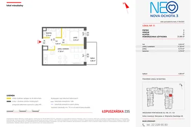 Rzut - Mieszkanie na sprzedaż 2 pokoje o powierzchni 33,88 m² - numer 95 w Neo Nova Ochota 3