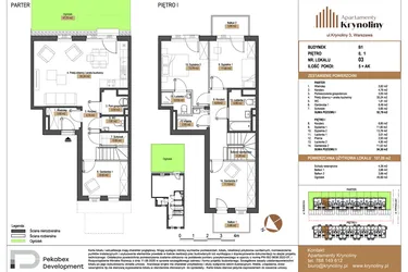 Rzut - Mieszkanie na sprzedaż 5 pokoi o powierzchni 107,09 m² - numer 03.B1 w Apartamenty Krynoliny