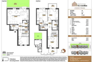 Rzut - Mieszkanie na sprzedaż 5 pokoi o powierzchni 107,09 m² - numer 07.B2 w Apartamenty Krynoliny