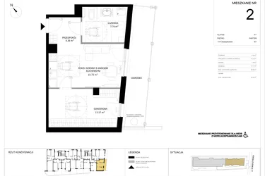 Rzut - Mieszkanie na sprzedaż 1 pokój o powierzchni 40,89 m² - numer 2 w SILO