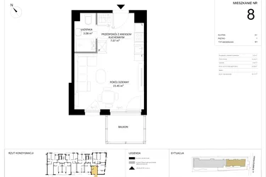 Rzut - Mieszkanie na sprzedaż 1 pokój o powierzchni 25,6 m² - numer 8 w SILO