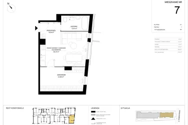 Rzut - Mieszkanie na sprzedaż 1 pokój o powierzchni 40,88 m² - numer 7 w SILO