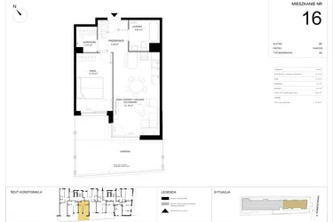 Rzut - Mieszkanie na sprzedaż 2 pokoje o powierzchni 46,41 m² - numer 16 w SILO