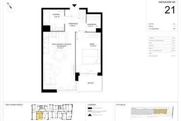Rzut - Mieszkanie na sprzedaż 2 pokoje o powierzchni 46,41 m² - numer 21 w SILO
