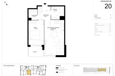 Rzut - Mieszkanie na sprzedaż 2 pokoje o powierzchni 46,41 m² - numer 20 w SILO