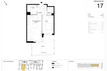 Rzut - Mieszkanie na sprzedaż 2 pokoje o powierzchni 46,41 m² - numer 17 w SILO