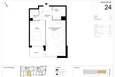 Rzut - Mieszkanie na sprzedaż 2 pokoje o powierzchni 46,41 m² - numer 24 w SILO