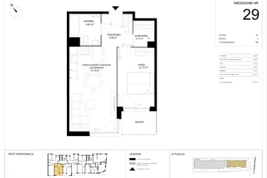 Rzut - Mieszkanie na sprzedaż 2 pokoje o powierzchni 46,41 m² - numer 29 w SILO
