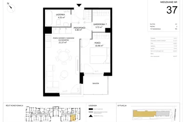 Rzut - Mieszkanie na sprzedaż 2 pokoje o powierzchni 45,6 m² - numer 37 w SILO