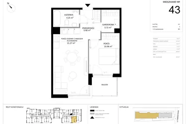 Rzut - Mieszkanie na sprzedaż 2 pokoje o powierzchni 45,6 m² - numer 43 w SILO