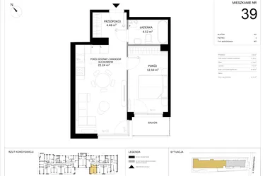 Rzut - Mieszkanie na sprzedaż 2 pokoje o powierzchni 42,34 m² - numer 39 w SILO
