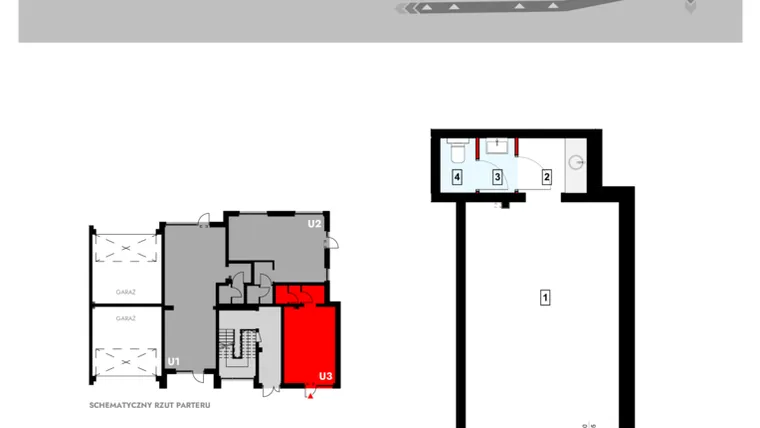 Rzut - Lokal użytkowy na sprzedaż 1 pokój o powierzchni 32,47 m² - numer Z2_U3 w Osiedle Malarska etap IV