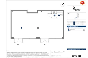 Rzut - Lokal użytkowy na sprzedaż 1 pokój o powierzchni 76,43 m² - numer U2 w Przystanek Prądnik