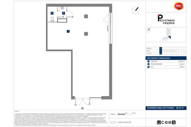 Rzut - Lokal użytkowy na sprzedaż 1 pokój o powierzchni 85,93 m² - numer U4 w Przystanek Prądnik