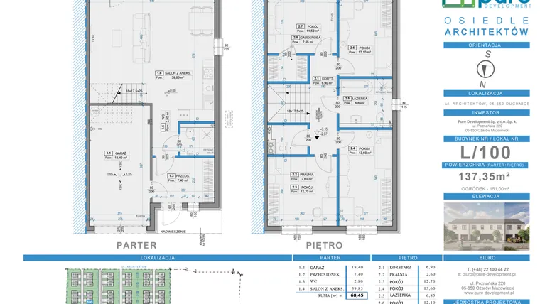 Rzut - Dom na sprzedaż 5 pokoi o powierzchni 137,35 m² - numer 100 w Osiedle Architektów etap IXa