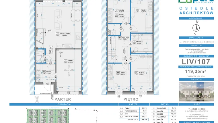 Rzut - Dom na sprzedaż 5 pokoi o powierzchni 119,35 m² - numer 107 w Osiedle Architektów etap IXa