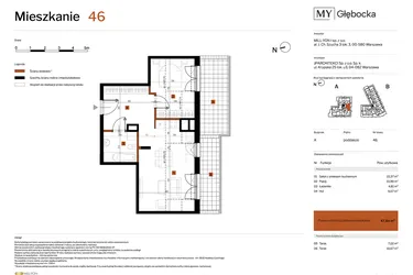 Rzut - Mieszkanie na sprzedaż 2 pokoje o powierzchni 47,84 m² - numer 46 w MY Głębocka
