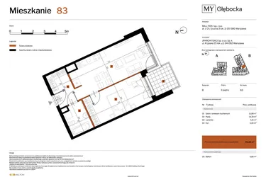 Rzut - Mieszkanie na sprzedaż 2 pokoje o powierzchni 45,32 m² - numer 83 w MY Głębocka