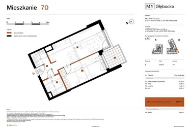 Rzut - Mieszkanie na sprzedaż 2 pokoje o powierzchni 45,29 m² - numer 70 w MY Głębocka