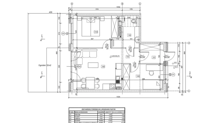 Rzut - Mieszkanie na sprzedaż 3 pokoje o powierzchni 57,9 m² - numer 42/1 w Ogrody Kochanowskiego