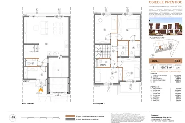 Rzut - Dom na sprzedaż 5 pokoi o powierzchni 130,78 m² - numer B.1 w Osiedle Prestige - Stare Babice