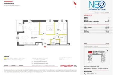 Rzut - Mieszkanie na sprzedaż 3 pokoje o powierzchni 68,01 m² - numer 32 w Neo Nova Ochota 4