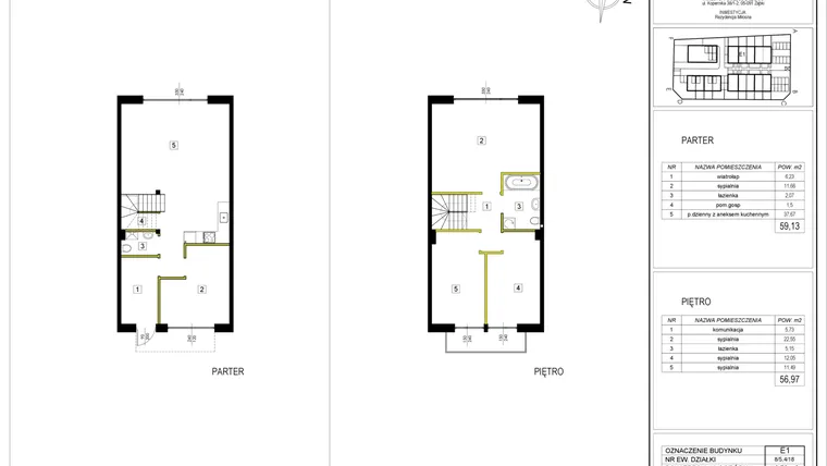 Rzut - Dom na sprzedaż 5 pokoi o powierzchni 116,1 m² - numer E1 w Rezydencja Miłosna