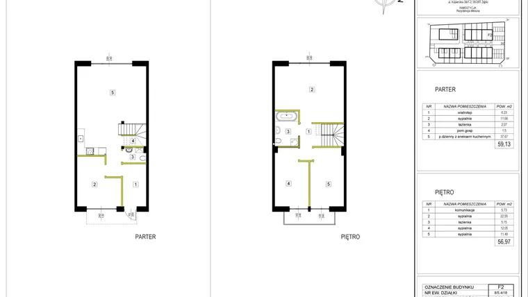 Rzut - Dom na sprzedaż 5 pokoi o powierzchni 116,1 m² - numer F2 w Rezydencja Miłosna