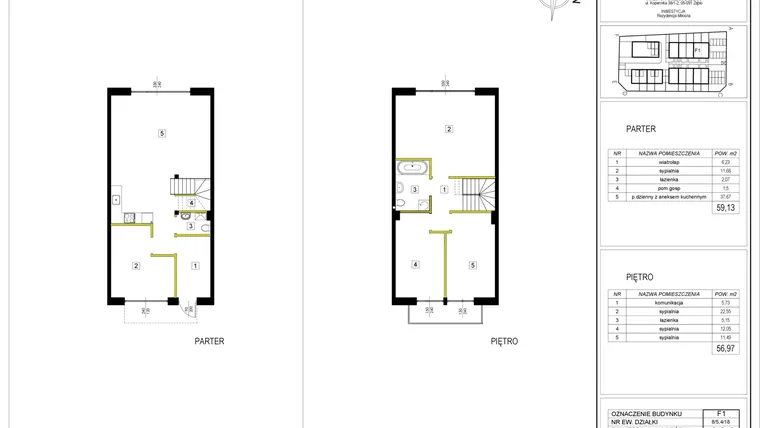 Rzut - Dom na sprzedaż 5 pokoi o powierzchni 116,1 m² - numer F1 w Rezydencja Miłosna