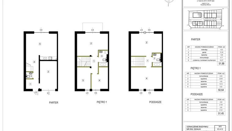 Rzut - Dom na sprzedaż 6 pokoi o powierzchni 153,97 m² - numer H1 w Rezydencja Miłosna