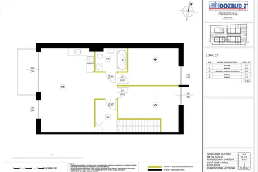 Rzut - Mieszkanie na sprzedaż 3 pokoje o powierzchni 73,9 m² - numer C2 w Rezydencja Miłosna