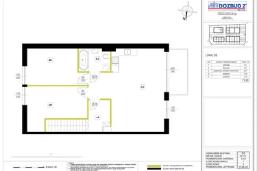 Rzut - Mieszkanie na sprzedaż 3 pokoje o powierzchni 73,9 m² - numer D2 w Rezydencja Miłosna