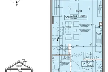 Rzut - Dom na sprzedaż 3 pokoje o powierzchni 65,67 m² - numer 62B w Nova Magdalenka 7 etap VII-VIII