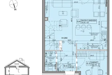 Rzut - Dom na sprzedaż 5 pokoi o powierzchni 92,39 m² - numer 63A w Nova Magdalenka 7 etap VII-VIII