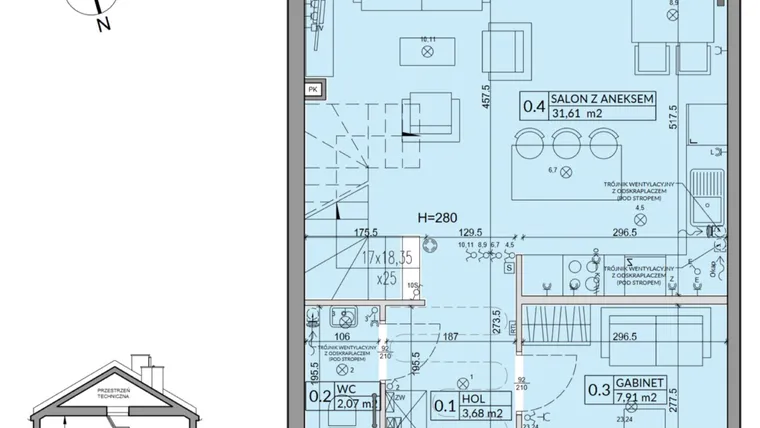 Rzut - Dom na sprzedaż 5 pokoi o powierzchni 92,39 m² - numer 63A w Nova Magdalenka 7 etap VII-VIII