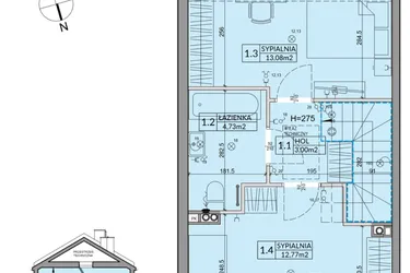 Rzut - Dom na sprzedaż 3 pokoje o powierzchni 72,53 m² - numer 64A w Nova Magdalenka 7 etap VII-VIII