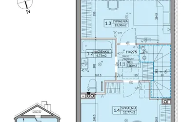 Rzut - Dom na sprzedaż 3 pokoje o powierzchni 72,53 m² - numer 65A w Nova Magdalenka 7 etap VII-VIII